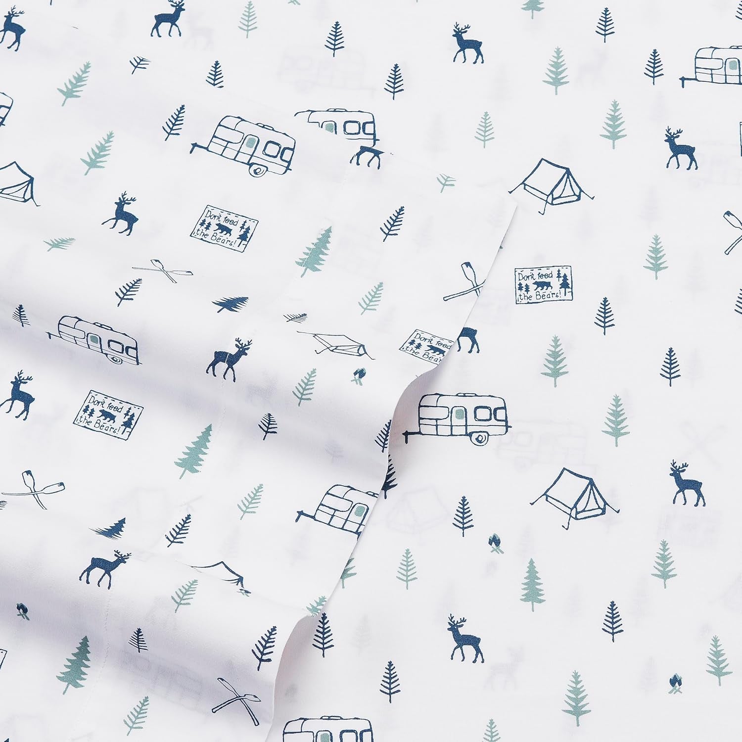 - Twin Sheet Set, Cotton Percale Bed Sheets, Crisp & Cool Bed Sheets, Ideal Dorm Essentials (Campout Dark Blue, Twin)