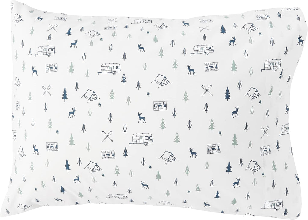 - Twin Sheet Set, Cotton Percale Bed Sheets, Crisp & Cool Bed Sheets, Ideal Dorm Essentials (Campout Dark Blue, Twin)